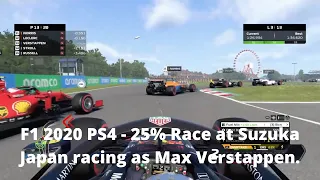 F1 2020 PS4 - 25% Race at Suzuka Japan racing as Max Verstappen.