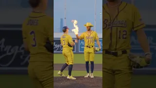 He Lit the Ball on Fire! | The Savannah Bananas #shorts #fireball #baseball #bananaball #fire #trick