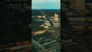 Morning drone footage over Melbourne, Florida Downtown