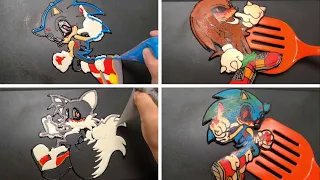 Sonic the hedgehog 2-Pancake art Challenge// Hedgehog, Knuckles, Tails, Sonic exe FNF,