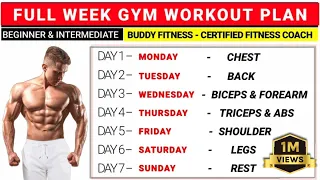 Full Week Gym Workout Plan | Gym Workout Plan | @BuddyFitness