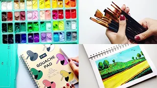 Himi Gouache Pad & 48 colors Gouache Unboxing and Review || Miya Himi Pad