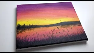 Acrylic Sunset Forest Tutorial For Beginners