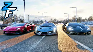 Lamborghini Veneno vs Lamborghini Centenario vs Lamborghini Aventador SV Drag Race | Forza Horizon 4