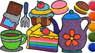 Menggambar Dan Mewarnai Kue, Set Teh Untuk Anak-anak | Clay coloring For Kids