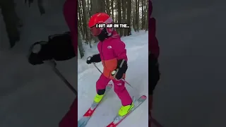 4 year old catching air while skiing #skiing #fatherdaughter #cute