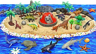 サメとタコが手先を攻撃して！助けて！火山島の恐竜の友人〜！| ドゥドゥポップトイ