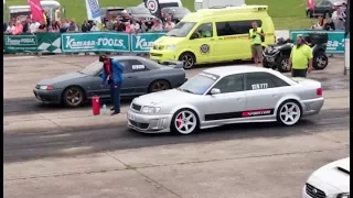 '94 Audi S4 Quattro 2.2T 20v vs Nissan Skyline GT-R R32 RB26 1/4 mile drag race