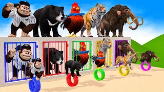 Cow Mammoth Elephant bear Chicken Lion Guess The Right Key ESCAPE ROOM CHALLENGE Animals Tire Game