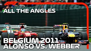 Webber's Breathtaking Move On Alonso At Eau Rouge - All The Angles | 2011 Belgium Grand Prix