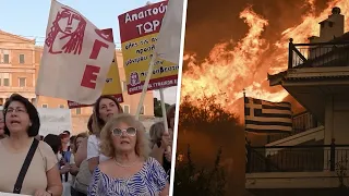Грецию охватили массовые протесты. Люди требуют от правительства  бороться с пожарами