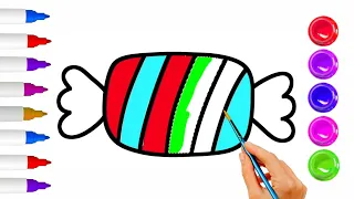 Candy Drawing, Painting, Coloring for Kids & Toddlers | Let's Draw, Paint and Learn