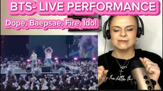 First time reacting to BTS Live Performance of Dope, Baepsae, Fire & Idol @BTS @HYBELABELS