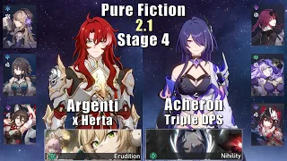 E0 Argenti Herta & E0S1 Acheron Triple DPS | Pure Fiction 4 | 2.1 | 3 Stars | Honkai: Star Rail