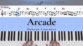 Arcade - Duncan Laurence | Piano Tutorial (EASY) | WITH Music Sheet | JCMS