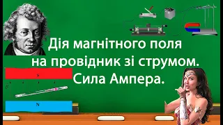 Дія магнітного поля на провідник зі струмом.  Сила Ампера. (9 клас)