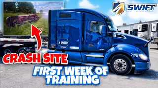 Swift Transportation First Week of Training OTR with Mentor (I FLIPPED THE TRUCK)