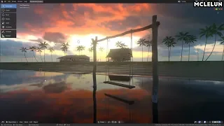 Blender 3D 2.8 eevee render - Village House Near Sea Side For "Batik Girl" Animation