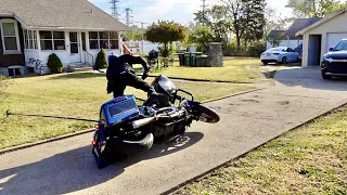 THE FIRST RIDE ON HIS NEW HARLEY DIDN'T GO AS PLANNED SMH..