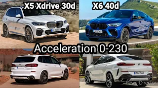 2021 BMW X5 Xdrive 30d 266HP VS BMW X6 40d 340HP ACCELERATION 0-230KM/H (80HP DIFFERENCE)