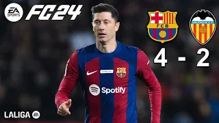 Barcelona 4 - 2 Valencia FC | La liga Matchday - EA Sport FC 24 [ 4K ]