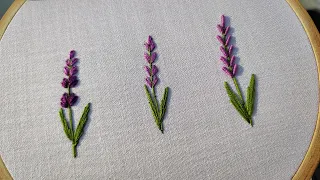 How to embroider lavender flowers || 3 type of lavender embroidery || Embroidery for beginners