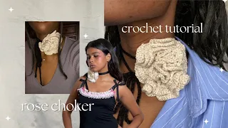 Crochet Rosette Choker Detailed Tutorial ❁ Translated Ep. 1 ❁ a Floral Embellishment