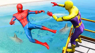 GTA 5 Water Ragdolls Spiderman vs Yellow Spiderman Jumps/Fails (Euphoria Physics Funny Moments) #2