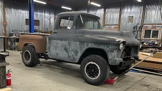 57 Chevy Truck on 2001 4x4 Chevy Tahoe frame.  PART 1￼Crazylegs Creations