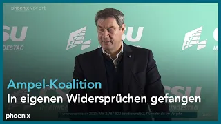 Pressekonferenz mit Alexander Dobrindt und Markus Söder vor der CSU-Landesgruppenklausur am 02.02.22