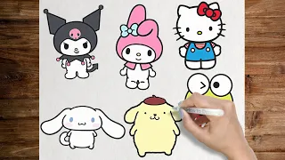 How to draw Sanrio Characters | Hello Kitty, Kuromi, My Melody, Pompompurin, Cinnamoroll, Keroppi