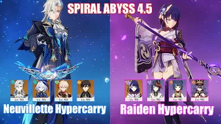C1 Neuvillette Hypercarry & C0 Raiden Hypercarry | Spiral Abyss 4.5 | Genshin Impact