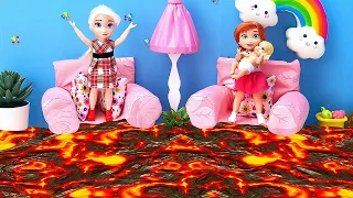 FLOOR IS LAVA with dolls & little brother🌋 Mommy Teaches How To Make DIY Volcano🤩 Play Today