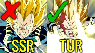 SSR and TUR Vegeta's Technique Side By Side Super Attack Animation | DBZ Dokkan Battle