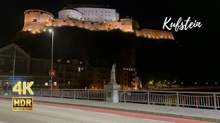 Walking in the night in Kufstein, Austria - 4K HDR