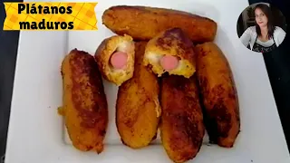 Plátanos maduro relleno  3 ingredientes 🍌 Recetas de cocina fácil y rápido