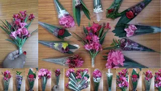 Bouquet making ideas with real flowers | bouquet making tutorial easy at home