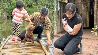 The life of a single mother - making pond bridges, picking cucumbers to sell, having accidents.