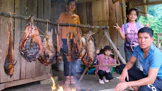 Harvesting Smoked Processed Fish Bringing to the Market for Sale, Take the children to school