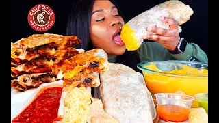 ASMR MUKBANG CHIPOTLE GIANT BURRITOS CHEESE STEAK QUESADILLA | CHEESE SAUCE | ASMR EATING| ASMR FOOD