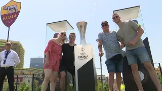 Albania's Tirana welcomes UEFA Europa Conference League trophy ahead of the final -Roma vs Feyenoord