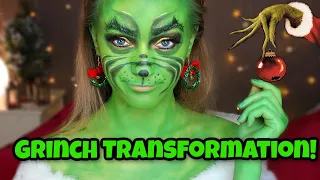 Turning Myself into The GRINCH !! Grinch Makeup Transformation Tutorial