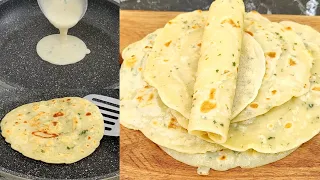 3 Minute Liquid Dough Garlic Flatbread! No-yeast No-kneading Quick and Easy  Garlic Naan no yeast