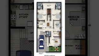 30x60 house plan with car parking #housedesign #houseplan #homedesign #homeplan #shorts