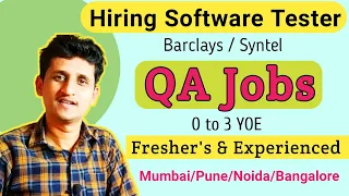 QA Jobs Fresher | Manual Testing Jobs fresher / Experienced | Software Testing Jobs | QA Tester