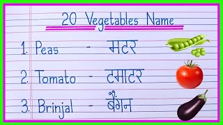 20 Vegetables Name in English and Hindi | Vegetable Name | Sabjiyon Ke Naam | सब्जियों के नाम