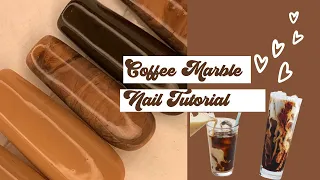 Iced Coffee Inspired Nails│Easy Marble and Ombré Gel Tutorial - Small Press On Nail Business