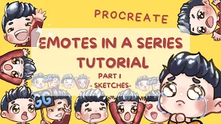 🌸 how I draw twitch/discord emotes that belong in the same series - part 1 - sketching!