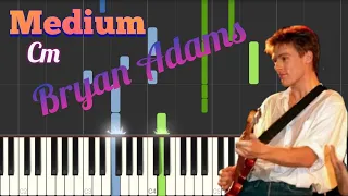 Bryan Adams - Here I Am (Medium piano Tutorial) + midi, sheets