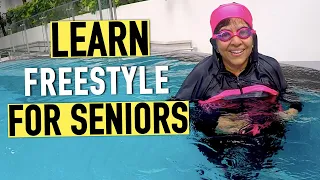 Senior Lady Learns to Swim Freestyle